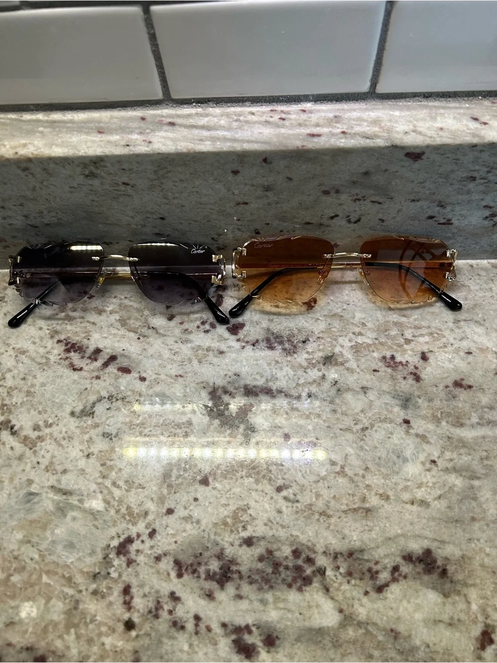 Rimless Men’s Sunglasses - Black and Brown Lenses